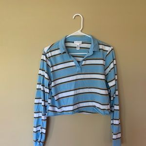 2 stripped cropped button long sleeves